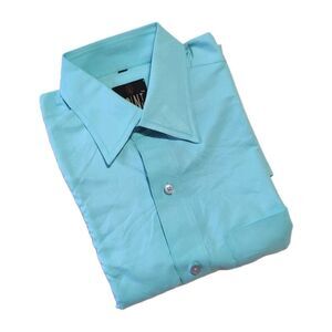 Point Blank Be Formal Mens Large 42 Aqua Blue Long Sleeve Dress Shirt Button Up